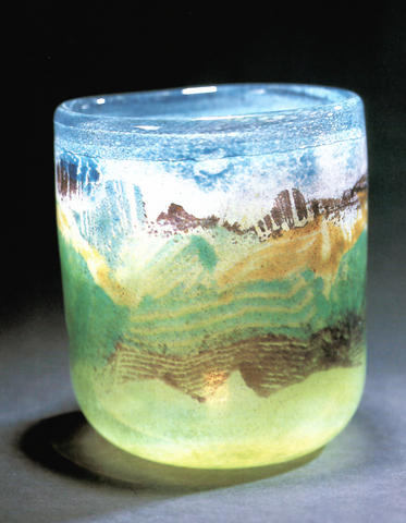 Gef, Landschaftsmotiv (frei geblasenes Glas, Mehrfachberfang)